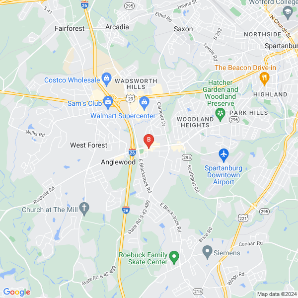 The Parker McGraw Group location map: 1707 John B. White Sr. Blvd, Spartanburg, South Carolina